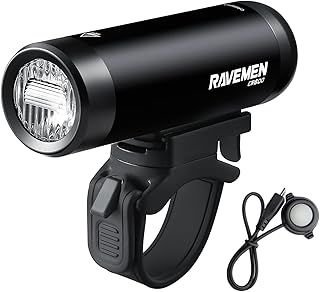 RAVEMEN 600 Lumens Bike Front Light with Wired Remote Switch Anti-Glare Beam 6 Brightness Levels 125 Meters Max Range, CR600 IPX6 Waterproof Bike Headlight for Road Urban Cyclists