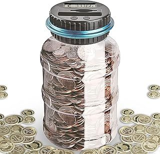 Digital Coin Bank, Automatic UK Counting Jar Box for Kids and Adult, Safe Money Bank Coin Saving Pot Container for Coins with LCD Display and Large Capacity 1.8L Birthday Gift New Year's day Gift