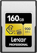 Lexar Professional 160GB CFexpress Type A Gold Series Memory Card, Up to 900MB/s Read, Cinema-Quality 8K Video, Rated VPG 400 (LCAGOLD160G-RNENG)