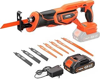 Reciprocating Saw Cordless, 3000SPM Brushless Reciprocating Saw with 2000mAh Battery,28mm Reciprocating Stroke, 8 Saw Tool-Free Blade Change Reciprocating Saw for Wood & Metal Cutting