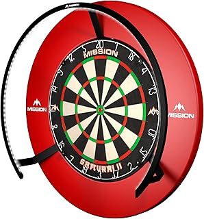 Mission Darts Torus 270 | Dart Board LED Lighting System with Easy Access to Dartboard Area for Unrestricted Play, Sand Blasted Black, Red, Blue, Green, Purple, Bronze and Silver Colours