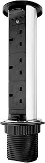 Pop up Socket 3 Way Waterproof Cover Charger Extension Lead Pull up Socket worktop Socket Desktop Power Chrome lid 1.5 m Extension Cord,Suit for Kitchen worktop Office EL1053W-UK…