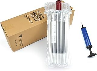 Evergreen Goods Ltd Wine and Spirit Bottle Boxes with Inflatable Air Column Cushion Wine Bottle Protector Bags, Safe Packaging and Transportation of Glass Bottles, Free Air Pump Included | Pack of 20