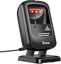 Eyoyo 1D 2D Desktop Barcode Scanner, Omnidirectional Hands-Free USB Wired Barcode Reader, Capture Barcodes from Mobile Phone Screen, Automatic Image Sensing for Supermarket Library Retail Store