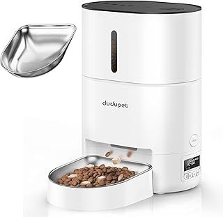 Automatic Cat Feeder, 4L Cat Food Dispenser Dog Feeder Automatic with Timer Function and 10-Second Voice Recording and Stainless Steel Bowl, Up to 6 Meals per Day