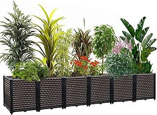 EasyVibe Raised Garden Bed Self Watering Deepened 50cm, 400L Large Planters Box for Outdoor Plants, Elevated Patio PP Flower Vegetables Planting Container, Garden Bed Planter Box Kit Drainage Holes