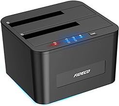 FIDECO Hard Drive Docking Station, USB 3.0 SATA HDD Docking Station for 2.5 & 3.5 inch SATA HDD/SSD, Dual Bay, Support Offline Clone