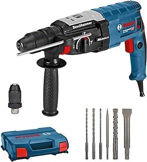 Bosch Professional GBH 2-28 F rotary hammer (880 W, max. drilling diameter in concrete: 28 mm, incl. 6-piece drill chisel set, SDS plus, in L-Case) - Amazon Exclusive Set