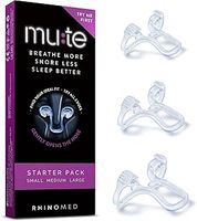 Rhinomed Mute Nasal Dilator for Snore Reduction - Anti-Snoring Aid Solution - Breathing Aids for Better Sleep - Comfortable Nose Vents to Improve Airflow (Starter, 3-Pk)