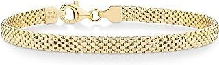 Miabella 18K Gold Over Sterling Silver Italian 5mm Mesh Link Chain Bracelet for Women 6.5, 7, 7.5, 8 Inch 925 Made in Italy (8)