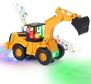 Construction Excavator Car Toy for Boys Kids Toy Digger Truck with Electric Universal Wheel Educational Toys Present with Lights and Sounds for 3+ Years Old