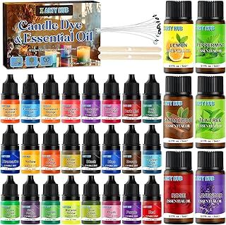 ARTY HUB Candle Dye, 24 Liquid Candle Colour with 6 Essential Oils for DIY Scented Candles - 0.17 oz/5 ml Each