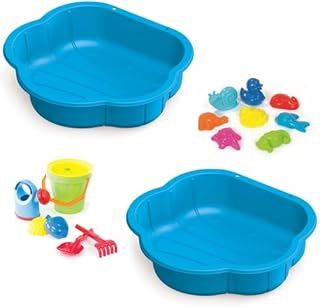 Water and Sand Pit with Accessories Outdoor Toy For Children From 3 Years Sand Pit With Lid Sandpit Toys Plastic Pool Kids Shell Paddling Pool Paddling Pool Hard Plastic Shell (Blue)