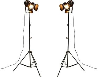 YUENSLIGHTING Industrial Black Tripod Floor Lamp Stand Lights, 5m Cable with Switch Standing Light Tripod Gooseneck for Living Room Bedroom Office Bar Lighting(Pack of 2