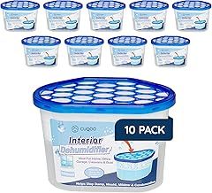 CUQOO Disposable Dehumidifier for Home 500ml, Pack of 10 Moisture Absorber Dehumidifiers for Damp, Mould, Kitchen, Wardrobe, Bedroom, Caravan, Office, Garage, Bathroom - Mini Condensation Absorbers