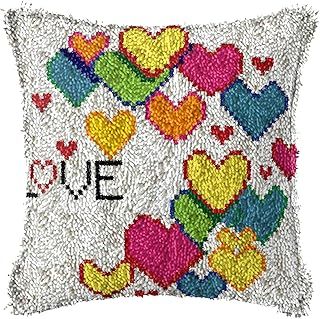Latch Hooking Pillowcase Kits Pillow Covers Cushion Embroidery Set Cross Stitch Latch Rug Hook for Adults And Beginners,17 * 17 Inch,Love