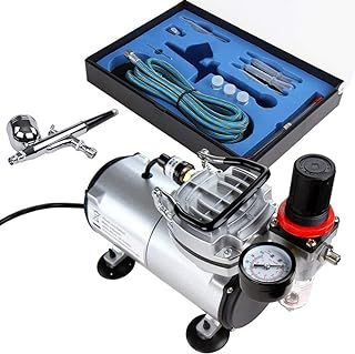 Airbrush Kit with Air Compressor ABPST05 With Powerful Airflow and High Working Pressure for Hobbies Crafts Nail Art Tattoos Cake Decorating Cosmetics Auto-Motorcycle Graphics and so on