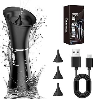 Ear Wax Removal Kit, Electric Ear Cleaning, 2in1 Water Tank, 4 Pressure Settings - Ear Irrigation Flushing System Safe and Effective,Ear Syringe Tool,Black