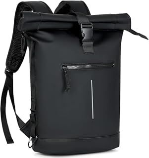 Lekeinchi 17-Inch Waterproof Laptop Backpack for Men and Women - Lightweight Roll Top Design for School, Travel, Business, Work, and Camping(Black)
