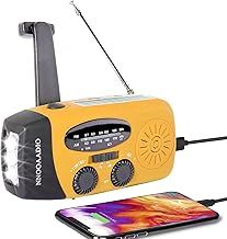 Wind Up Solar Radio, Survival Hand Crank Dynamo AM/FM Emergency Weather Radio, 2000mAh Rechargeable USB Phone Charger, SOS Alarm, LED Bright Flashlight, for Household and Outdoor Camping, Hiking