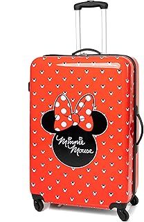Disney Minnie Mouse Suitcase For All Ages | Red Small, Medium Or Large Options Luggage Bag with Extendable Handle | Hard Cover Carry On Trolley Cabin Case | Fun Travel Accessory Gift for Kids & Adults