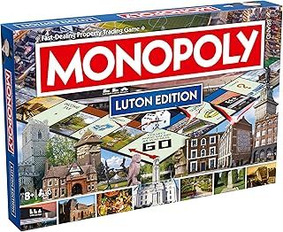 Winning Moves Luton Monopoly Board Game, Advance around the board and trade your way to success, gift for ages 8 plus