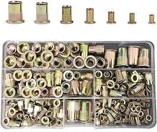 192 Pcs Rivet Nuts Kit,Threaded Insert Nut Riveter Set, Zinc Plated Carbon Steel Rivnuts,Blind Rivet Nut Assortment For Metal, Wood,Aluminium(M3/M4/M5/M6/M8/M10/M12)