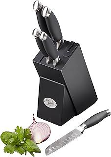 Tala 6 Piece Knife Block Set, Superior Steel with Manganese Infused Blades, Soft Grip Contoured Handles for Extra Comfort, Perfect for Precision, Includes Intergrated Knife Sharpener