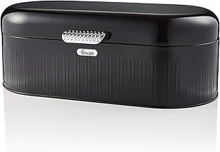 Swan SWKA1014BN Retro Bread Bin, 10 Litre, Black