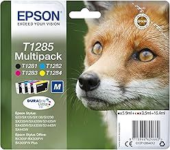 Epson T1285 Fox Genuine Multipack, 4-colours Ink Cartridges, DURABrite Ultra Ink,Black/Cyan/Magenta/Yellow