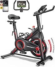 Toputure Exercise Bike with APP, Magnetic Resistance Stationary Bike, Indoor Cycling Exercise Bikes for Home Gym Use, Silent Fitness Spin Bike with LCD Display, 15KG Heavy Flywheel, 330LBS Capacity