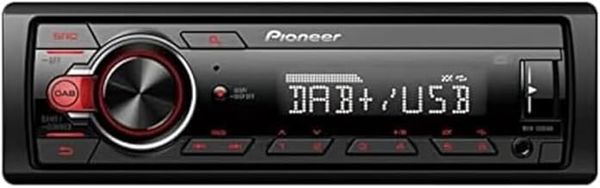 Pioneer MVH-130DAB 1-DIN receiver with DAB/DAB+, Red illumination, USB and compatible with Android devices.