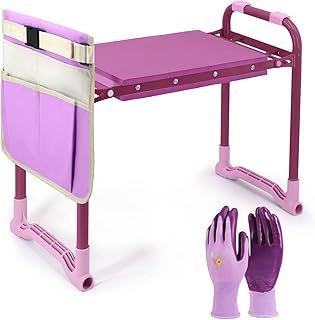 Colwelt Garden Kneeler and Seat Upgraded, Garden Kneeler Stool with Soft Wider Kneeling Pad, Foldable Garden Bench Stool with Tool Pouch, EVA Foam Pad Protects Your Knees(Purple)