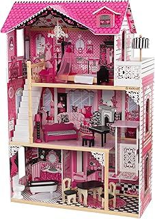 KidKraft Amelia Wooden Dolls House with Furniture and Accessories Included, 3 Storey Play Set with Lift for 30 cm/12 Inch Dolls, Kids' Toys, 65093