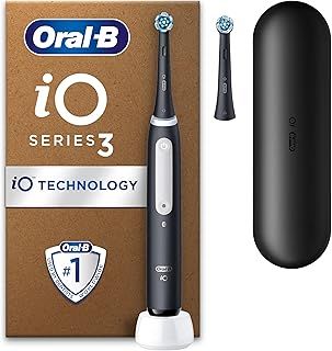 Oral-B iO3 Electric Toothbrush, 2 Toothbrush Heads, Pressure Sensor, Toothbrush for Adults with Travel Case, Gift Ideas for Him/Her, Matt Black