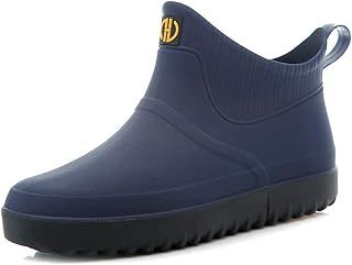Rojeam Mens Rain Boots Waterproof Chelsea Booties Outdoor Gardening Shoes Ankle Wellies