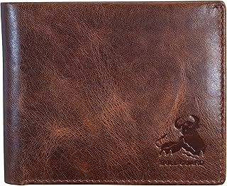 BULL GUARD Mens RFID Blocking Bifold Wallet Soft Genuine Leather Brown Western