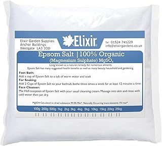Elixir Gardens ® EPSOM BATH SALT 20KG/100% MEDICAL/FCC FOOD GRADE ORGANIC MAGNESIUM SULPHATE HEPTAHYDRATE Supplied as 2 x 10kg