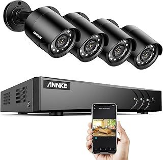 ANNKE E200 1080p Outdoor CCTV Camera System, 8 Channel 3K Lite DVR and 4 x 2MP Weatherproof Home Security Cameras, Human & Vehicle Detection, 100 ft Night Vision, Remote Access, No Hard Drive