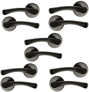 HANDLESTORE Twist Lever on Rose Door Handle Set - Matt Black Finish (5 Sets)