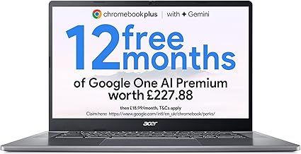 Acer Chromebook Plus 515 CB515-2H Laptop - Intel Core i3-1215U, 8GB, 256GB SSD, Integrated Graphics, 15.6" Full HD, Google Chrome OS, Iron