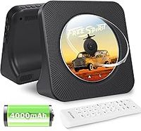 Portable CD Player with Bluetooth, 4000mAh Rechargeable CD player for Car, Kids CD player with Remote Control, Dust Cover, FM Radio, USB and AUX Connection, Black CD Players for Home
