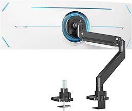 PUTORSEN Heavy Duty Monitor Arm for 17-49" Flat and Curved Screens, Aluminum Ergonomic Gas-Assisted Single Arm Mount, Adjustable Tilt Swivel Support up to 20kg with VESA 75 to 100mm