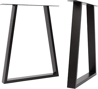 The Hairpin Leg Co. [HLC] 2 x Industrial Trapezium Table Legs - Surface Conditioned Steel, Precision Laser Cut, TIG Welded with Free Screws, Build Guide and Floor Protectors - 71cm [Table, Black]