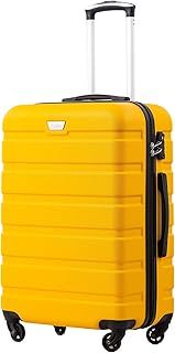 COOLIFE Suitcase Trolley Carry On Hand Cabin Luggage Hard Shell Travel Bag Lightweight with TSA Lock and Durable 4 Spinner Wheels (Lemon Yellow, S(56cm 38L))