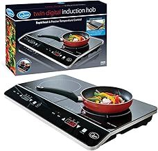 Quest 35840 Digital Double Induction Hob & Hot Plate / 10 Temperature Settings From 60 - 240°C / Touch Control with LED Display / Automatic Overheat Protection / 2800W