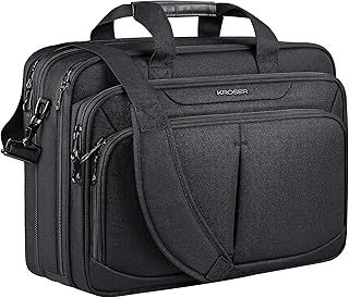 KROSER Laptop Bag Expandable Lightweight Briefcase for 17.3" Laptop Premium Business Work Bag Water-Repellent Messenger Bag with RFID Pockets for School/Travel/Women/Men-Black