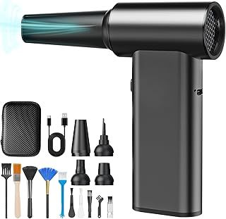 150000RPM Compressed Air Cleaner for PC with 8000mAh Battery, 4-Gear Cordless Rechargeable Air Blower with Organizer for Laptop, Keyboard, Electronics, Building Blocks Cleaning
