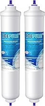 ICEPURE Refrigerator Water Filter Compatible with Samsung DA29-10105J, DA29-10105J HAFEX/EXP, DA99-02131B, WSF-100, EF9603, HAIER LG Inline Refrigerator, 2 Pieces.