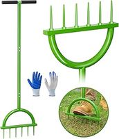 Lawn Aerator Spikes Aerating Tool, Manual Gardening Aeration Tools, Non-Slip T-Handle Grass Spike Aeration with Six 9.3cm Solid Steel Spikes, Wide Foot Plate for Lawn Yard & Garden